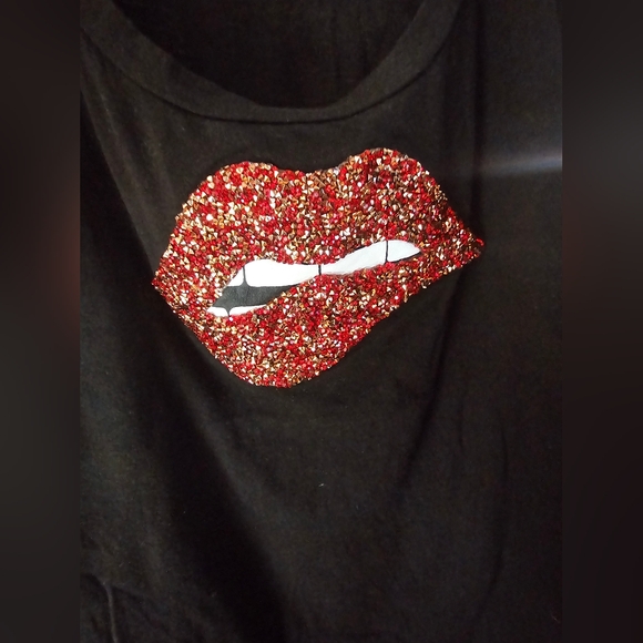 G by Guess Womens Sequin Lips T-shirt L T-shirt Preowned - Picture 5 of 8